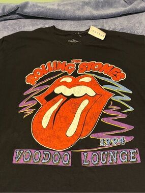 PacSun Black Rolling Stones Voodoo Lounge 1994 Graphic Tee with Orange Tongue